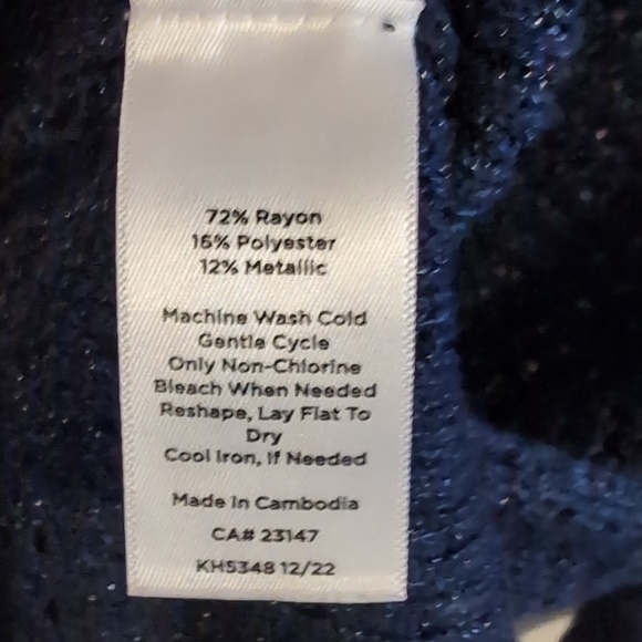 Talbots Navy Metallic Open Weave Scoop Neck Sweater - Picture 5 of 5